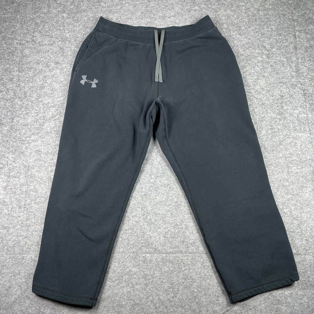 Under Armour Sweatpants Mens 3XL Black ColdGear Fleece Loose Open Hem 1248351